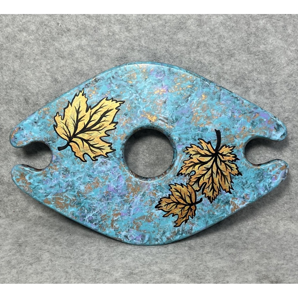 Hand Painted Wine Bottle‎ Holder Ceramic Tray Autumn Leaf Art Bar Caddy Decor